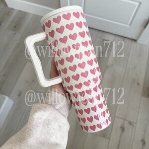 Simple Modern Pink Hearts on White - Valentine's Day 40 oz Trek Tumbler - Target